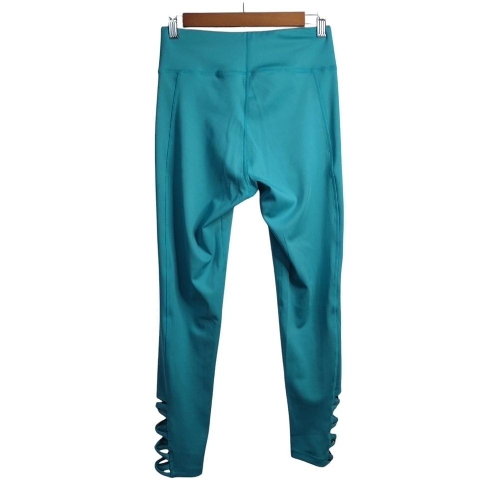 Active Women's Peacock Teal High Waist Criss-cross Ankle Leggings Size S NWT - Picture 5 of 11